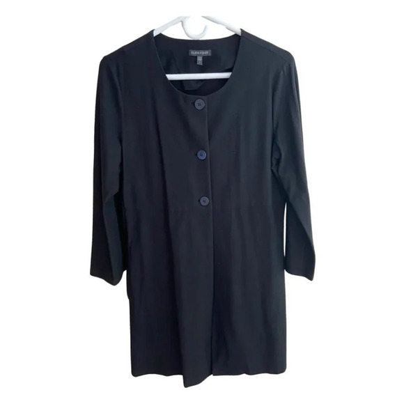 Eileen Fisher  Black Three Button Cardigan Jacket Career Size Small - Picture 3 of 14